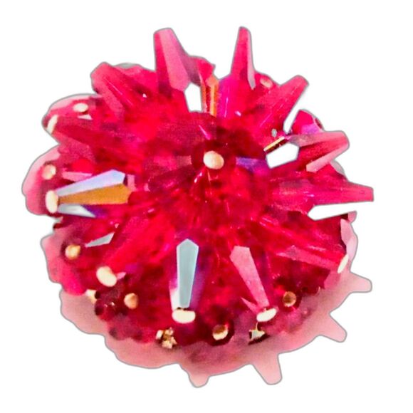 Vintage Red Aurora Borealis Bead Cluster Statement Brooch - Picture 1 of 4